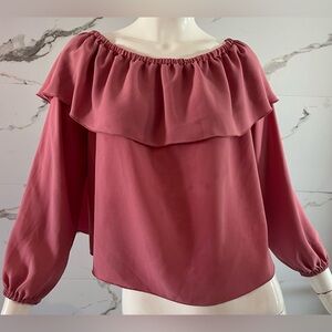 Wilfred Dusty Rose Off-Shoulder Option Ruffle Blouse